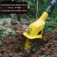 UWYTGF Garden Tiller,Electric Cordless Tiller Cultivator/Rotavator with Rechargeable Battery and Charger - Working Width 10Cm, Tilling Depth 16Cm, Ideal Cultivator for Soil Loosening
