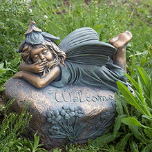 Zaer Ltd. Large Magnesium Fairy Statues for Outdoor Use (Lying Fairy Fern)