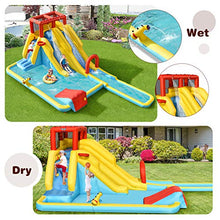 BOUNTECH Inflatable Water Slide, Dual Slides Kids Water Slide Park Jump Bouncy Castle w/2 Swimming Rings, Blower, Large Splash Pool, Backyard Blow up Water Slides Inflatables for Big Kids 3-12 Outdoor