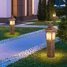 KADELONG Bronze Outdoor Yard Lamps Glass Shade Waterproof Lawn Lights - Garden Exterior Path Lights Deck Patio Porch Driveway Walkway V-intage Floor Mount Lighting Fixture,Chandelier Lighting