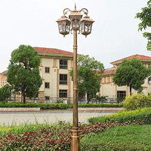 iumLeap 3-Lights American Country Vintage Metal Street Lights Courtyard Glass Lantern High Pole Path Column Lamp E27 Exterior Pillar Lantern Ip55 Waterproof Park Community La(320cm)