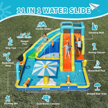 Inflatable Water Park for Kids, 16.4 ft × 14.1 ft Large Backyard Water Slides with Dual Slides, Dual Water Guns & Climbing Wall for Outdoor