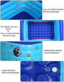 MQELHKCYSGX Portable Inflatable Swimming Pool, Family, Adult, Infant and Toddler Center, for Outdoor Garden use, 180×140×60 cm, Blue