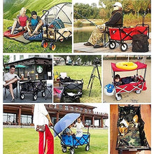 Shopping Cart Folding Portable Trolley Cart, Garden Heavy Duty Wagon with 10.5In Rubber Wheels for Outdoor/Camping/Mall, Double Brake with Ball Bearing