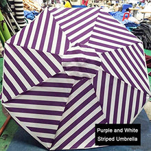 3WWWQMAA8 Purple Striped Umbrella,Large Garden Parasol/Outdoor Protective Market Table Umbrella,2.7m/9FT Patio Umbrella Canopy Easy to Close