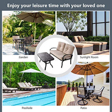ReunionG 2 Pcs Patio Outdoor Loveseat Set, 2 Person Bench and Coffee Table, Steel Frame Sofa Set with Cushion, for Porch Yard Garden Outside, Loveseat Outdoor Furniture Set