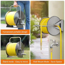 Wall/Floor Mount Hose Reel 1/2 Inch Garden Hose, Hose Butler Stainless Steel Water Hose Rack with spray gun and accessories, Portable Hose Stand Patio Hose Hanger, Hose Holder Storage Swivel Bracket