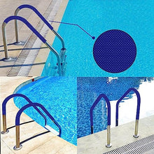 MSHOSAC Pool Handrails 304 Stainless Steel Swimming Pool Stair Rail, 2 PCS Pool Hand Rail Easy Mount Hand Grab Rail w/4ft Blue Grip Cover and Complete Mounting Accessories