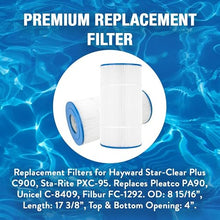 Doheny's PA901 Pool Spa Filter | Repl. Filters for Hayward Star-Clear Plus C900 | Replaces Pleatco PA90, Unicel C-8409, Filbur FC-1292 | OD: 8 15/16”, Length: 17 3/8”, T & B Opening: 4” | 12-Pack