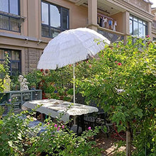 ARGENTFLUX 6.5ft/2m Round Beach Umbrella Outdoor Garden Parasol Patio Umbrella Tilting Polyester 8 Ribs Sun Shade(White)