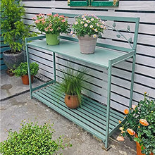 Potting Bench, Outdoor Patio Metal Potting Table with 2- Tier Open Shelf, Garden Work Station Table for Planting (Color : Brown, Size : 126.5x45x115.5cm)