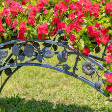 Zaer Ltd. 5FT Long Bridge-Like Metal Plant Stand Arch, 5 Round Planters, Powder-Coated, Distressed Finish (Cobalt Blue)