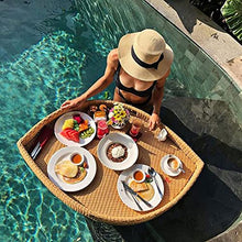 GYQSSD Floating Pool Tray, Willow Leaf Floating Plate Rattan Woven, Swimming Pool Floats for Adults for Sandbars, Spas, Bath, and Parties,Apricot