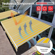 ADVANING Luxury Series, 10'x8' Electric Retractable Awning, Premium Quality Fully Assembled UV+ Sun Shade Canopy, Sunny Yellow Stripes, EA1008-A423H2