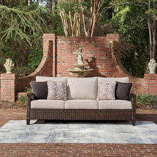 Signature Design by Ashley Drakes Beach 3-Seat Outdoor Sofa, Brown Wicker