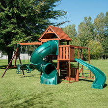 Swing-N-Slide Grandview Twist Play Set with Slides, Swings, Monkey Bars, Glider, Climbing Wall Green