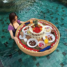 Floating Tray Swimming Pool Floating Beverage Bar, Luxury Serving Tray Pool Accessories for Adults Beach Water Breakfast Plate Pool Drink Holder khaki-60cm