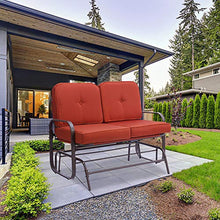 GAAHRQQQ Outdoor Swing Glider Rocking Chair Porch Swings 2 Person Rocking Chair Loveseat Garden Porch Chairs Patio Steel e Chair Set with Cushion Red
