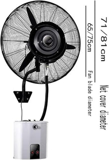 DFEDHF Ourdoor Wall-Mounted Misting Fan, Electric Oscillating Spray Fan, with Water Atomizing Standing Fan, Remote Control Dust Fan,Ideal for Camping, Patios, Picnics, 65CM