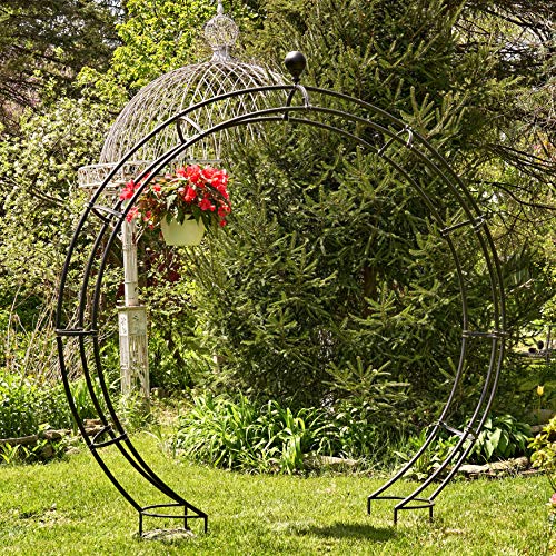 Zaer Ltd. Large Elegant Round Garden Arch Moon Gate Black