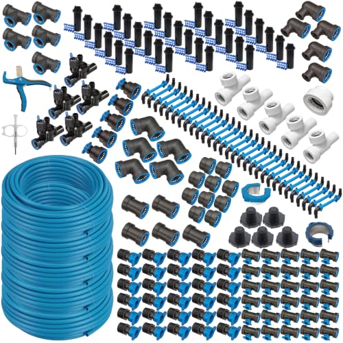 Blu-Lock 1" In-Ground Sprinkler System Kit with Push-Fit Fittings, Electric Valves, Rotor Sprinklers, DIY Install, Zones: 5