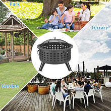 Outdoor Wood Burning Firepit,with Spark Screen Fireplace Poker Fire Pits,26-Inch BBQ Fire Bowl