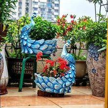 GZHERVICES Flower Pot Large Outdoor White/Blue Swan Planter