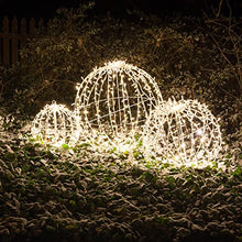 Wintergreen Lighting Commercial LED Large Light Ball Christmas Light LED Sphere Outdoor Christmas Light Decoration, Fold-Flat Metal Frame (37, White Frame/Warm White Lights)