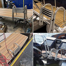 Swim Ladder Boat Pool Ladder 4 Step Swimming Pool Ladder Detachable, Folding Stainless Steel Pontoon Ladder with Rear Entry, Portable Yacht Drop Ladder with Handrail