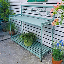 Potting Bench, Outdoor Patio Metal Potting Table with 2- Tier Open Shelf, Garden Work Station Table for Planting (Color : Brown, Size : 126.5x45x115.5cm)
