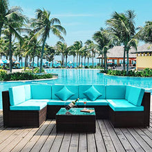 Outdoor Patio Furniture Set Garden Furniture Set PE Rattan Combination Garden Furniture Corner Sofa Set Outdoor Conversation Terrace Furniture Suitable for Garden Pool Balcony Furniture Fashi (B)