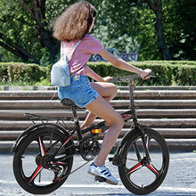 HUUH Folding Bikes for Adults 20" 7 Speed City Folding Compact Bike Bicycle Urban Commuter Black