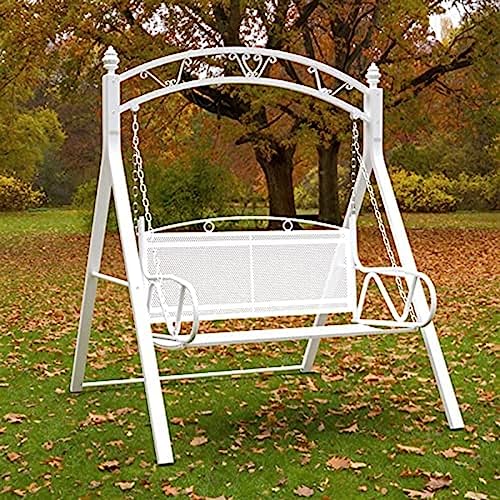 2 Person Patio Swing Seat, Kids Swing Chair Double Garden Seat for Patio, Garden, Poolside, Balcony,White,Friendly321