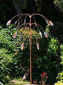 Stanwood Wind Sculpture: Kinetic Copper Triple Spinner - Falling Foliage