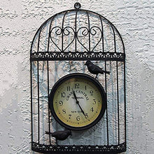 EHVYBDX Outdoor Garden Wall Clock Iron Art Bird Cage Design Garden Clocks Outdoor Waterproof Creative Home Furnishings Outside Clock Outdoor Wall Clock Indoor Outdoor Decoration White