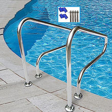 MSHOSAC Pool Handrails 304 Stainless Material Pool Safety Handrails Pool Railing Swimming Pool Handrail Water Handrail Deck Braced Pool Stair Rail, Blue Grip Cover