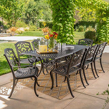 Christopher Knight Home Abigal 9-Piece Outdoor Cast Aluminum Dining Set Shiny Copper Finish
