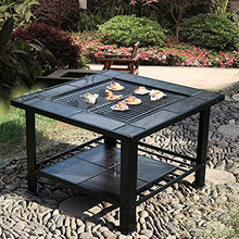 Outdoor Fire Pit Garden Square Metal Fireplace with Spark Screen Cover, Poker, Cover, Barbecue Picnic Camping Camp Fire Backyard, 79cm/29.9" (Color : Kit-2) (Kit 3)
