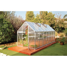 Palram Canopia Greenhouse Kit 6' x 14' Heavy Duty Aluminum Frame with Lockable Door and Vent Silver