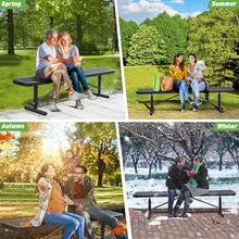 Heavy Duty Outdoor Metal Garden Park Bench, Steel Picnic Bench, Metal Mesh Outdoor Bench Porch Chair for Garden, Lawn, Patio, Porch, Park, Yard