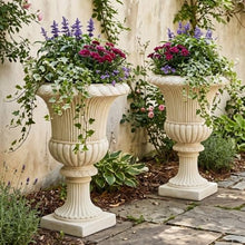 Merax 2 Set 15.94" H Classical Scroll & Fluted Pedestal Urn Planter