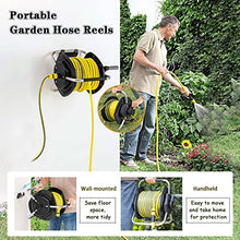 JTYMZYY Hose Reel Cart, Wall Mounted Garden Hose Reel, Outdoor Portable Hose Storage Rack (Hose Reel+25m Pipe)
