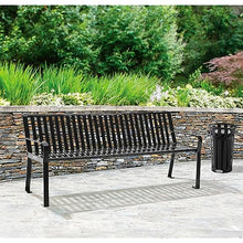 Global Industrial 6 ft Outdoor Park Bench with Back Vertical Steel Slat Black