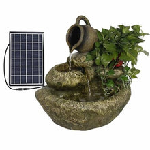 Solar Powered Outside Fountains, Vintage Cascading Bowl Waterfall, Rock Water Fall Fountains Outside with Lights for Garden, Patio, Backyard, Deck, Porch and Home Art Decor
