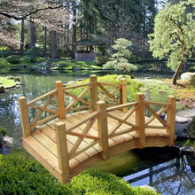TT-YEL 5.9Ft Retro Curved Wooden Footbridge, Lawn Pond Bridge Walkway with Double Railings, Full Solid Wood Heavy Duty Garden Bridge, 500Kg Load-Bearing,Length 180cm