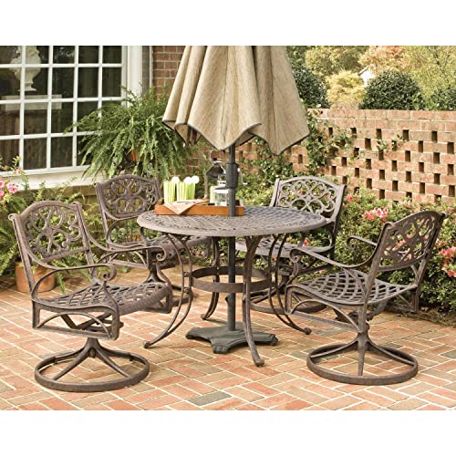 Homestyles 5 Piece Outdoor Dining Set with 48" Table Bronze