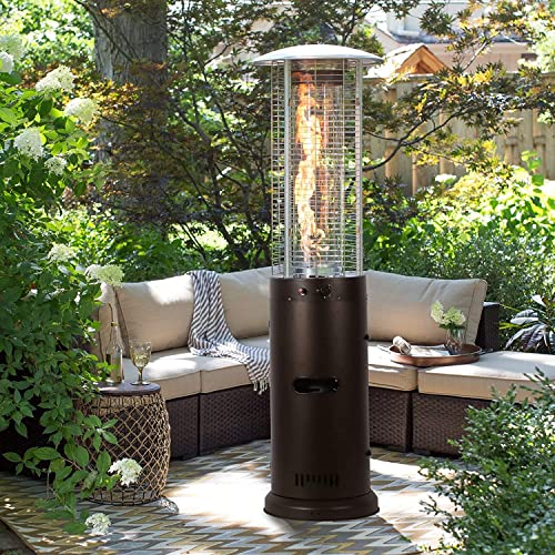 CFDZCP Outdoor Patio Space Heater Patio Heater, Tilt Protection Outdoor Heater, 15KW Gas Propane Heater, Fast Heating Standing Umbrella Heater for Garden, Commercial Home(Brown)