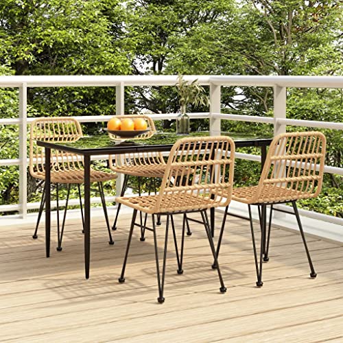 Molumvel 5-Piece Patio Dining Set with Table and 4 Chairs, Weather-Resistant Poly Rattan Furniture for Garden, Backyard, and Outdoor Living Space