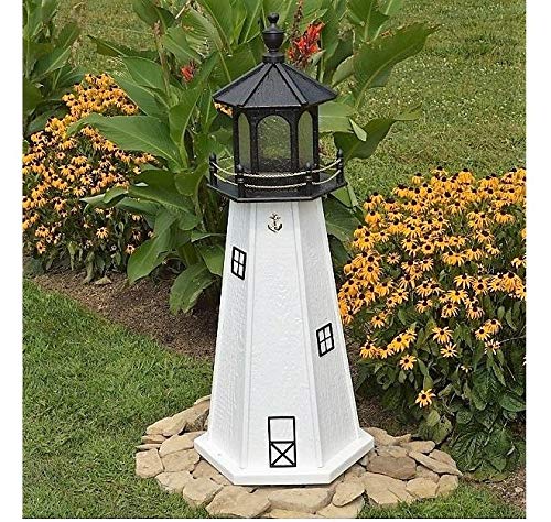 Backyard Crafts Amish-Made Cape Cod, MA Replica Lighthouse with Solar-Powered LED Lighting, 39" Tall