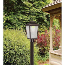 THE GREAT OUTDOORS Irvington Manor 3 Light Post Mount in Chelesa Bronze Finish with Clear Seeded Glass